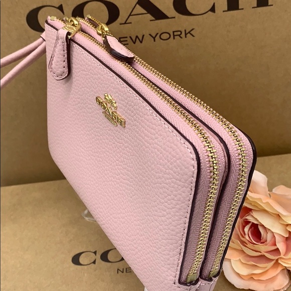 COACH Double Zip Wallet Im Gold/blossom - Picture 2 of 16